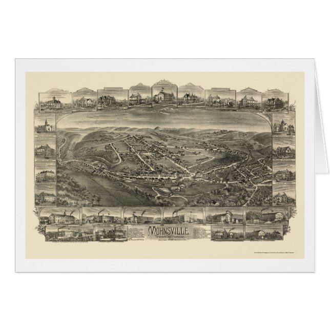 Mohnsville panorama- karta för PA - 1898 Hälsningskort (Framsidan Horizontal)