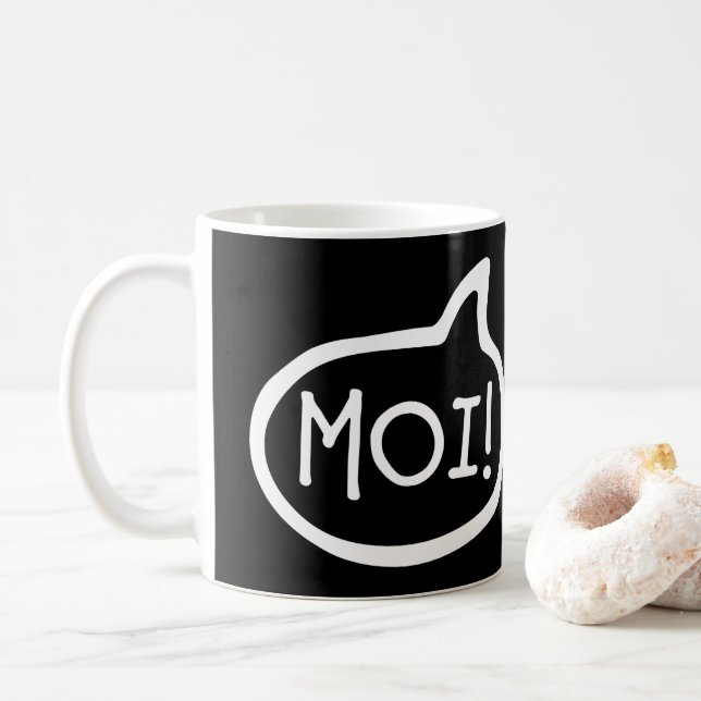 MOI! Finska Hälsning, Hej, Tal Bubble Kaffemugg (Med munk)