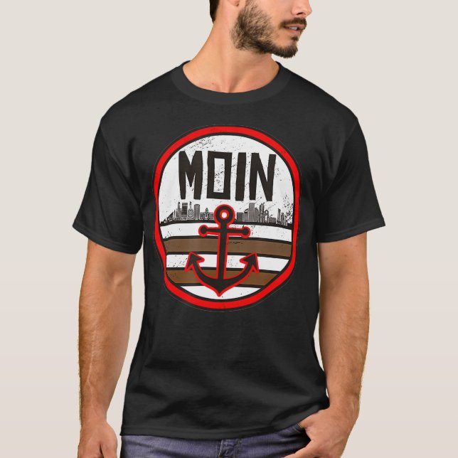 Moin Ihr Sacken Hamburg North Tyskland Design T Shirt (Framsida)