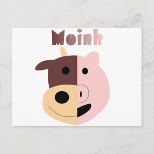 Moink: vykort för Tecknad ko och gris