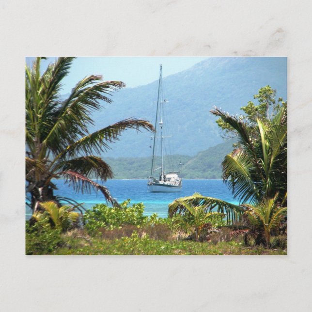 Moira at anchor, Josh's Nyckel, Guanaja, Honduras Vykort (Framsida)