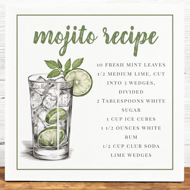 Mojito Cocktail Recept / Sommarfest Pappersservett (Skapare uppladdad)