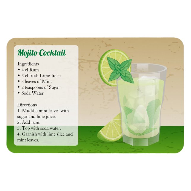 Mojito Cocktail Recipe Magnet (Horisontell)