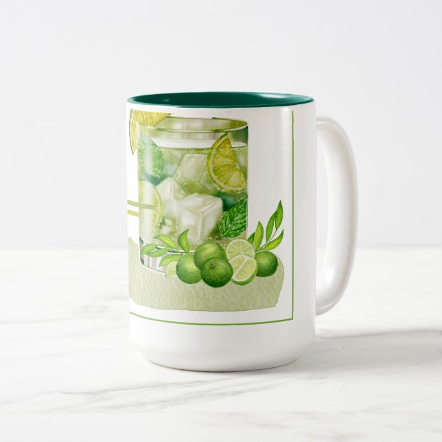 Mojito Cocktail Vattenfärgskonst Två-Tonad Mugg (Framsida höger)