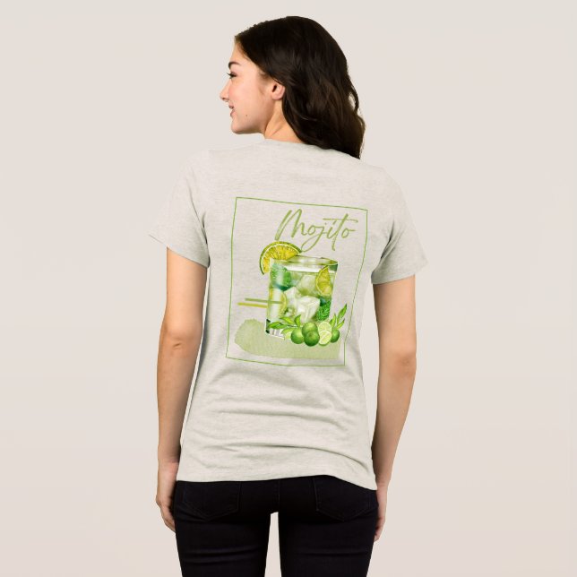 Mojito Cocktail Watercolor Art  T Shirt (Baksida Full)