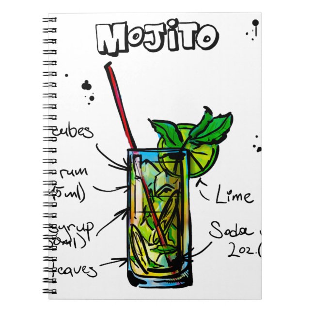 Mojito coctailrecept anteckningsbok med spiral (Framsidan)