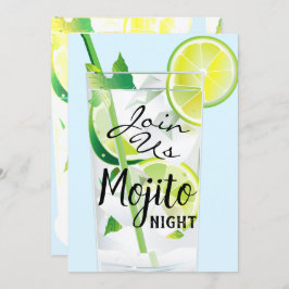 Mojito Night Mint Lime Light Blue Inbjudningar