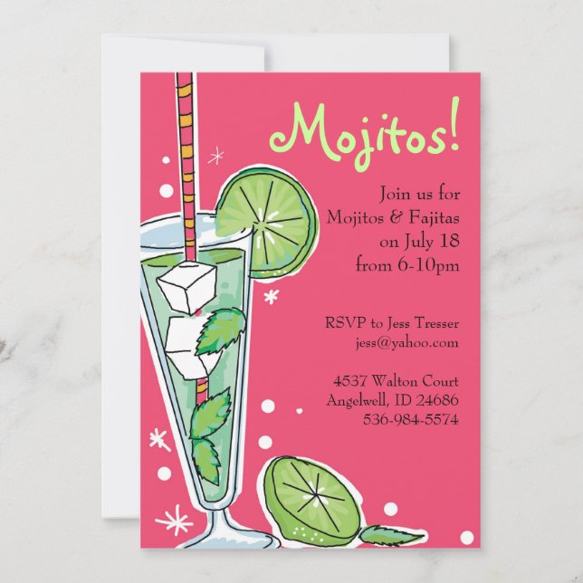 Mojito partyinbjudningar inbjudningar (Framsida)