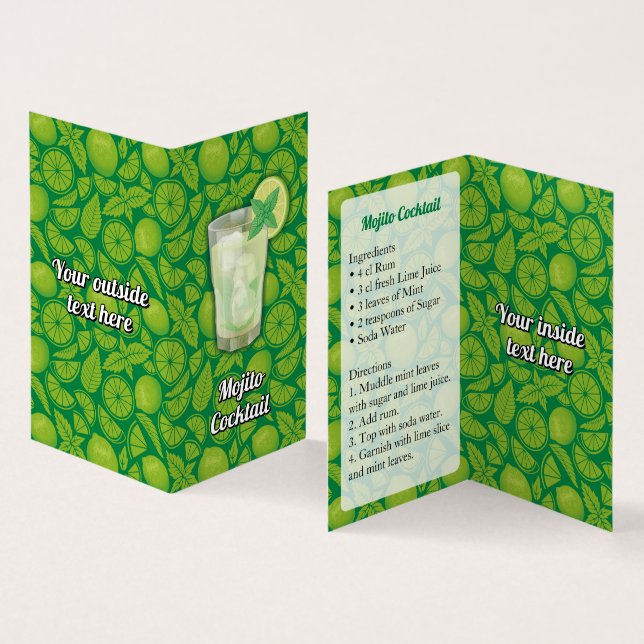 Mojito Recipe Visitkort (In- och utsida)