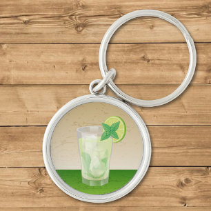 Mojito Rund Silverfärgad Nyckelring