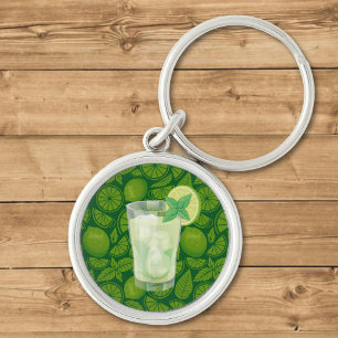 Mojito Rund Silverfärgad Nyckelring