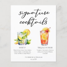 Mojito Tequila Sunrise Bröllop Cocktails Menu