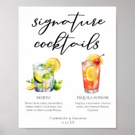 Mojito Tequila Sunrise Bröllop Cocktails Menu Poster
