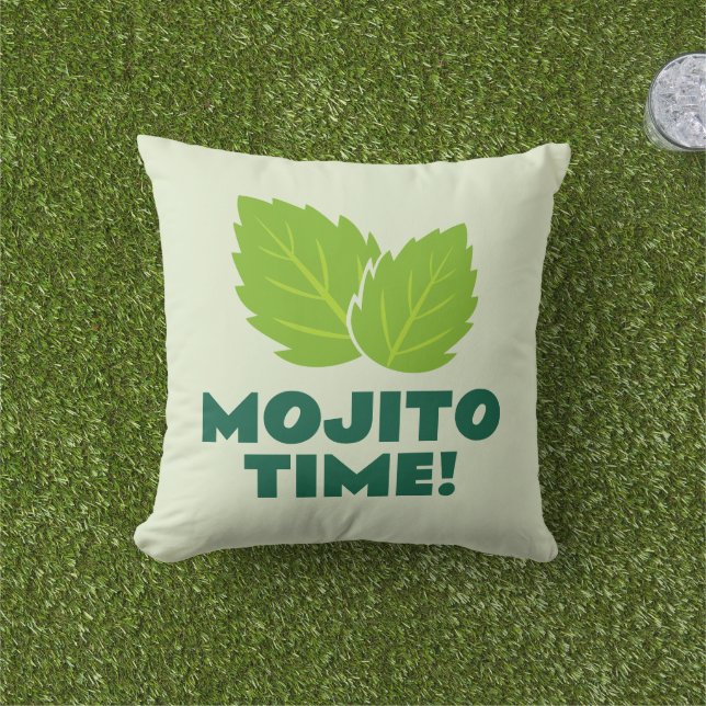 Mojito-tid! Rolig utomhus-kudde för cocktailälskar Kudde (Gräs)