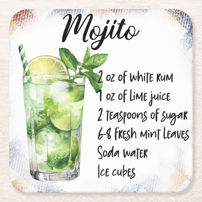 Mojito Underlägg Papper Kvadrat (Framsidan)
