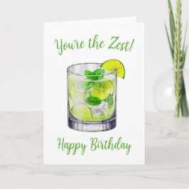 Mojito Watercolor Birthday Card Kort