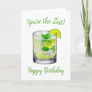 Mojito Watercolor Birthday Card Kort