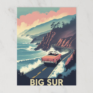 Möjlig konvertibel Retro Big Sur Coastal Drive Vykort