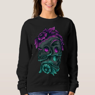Möjliga Day of the dead 3-Lila och blå Döskallar T Shirt