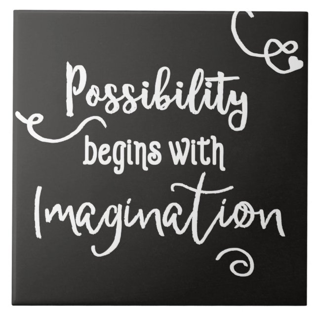 Möjligheten börjar Motivational svart tavlatext Kakelplatta (Framsidan)