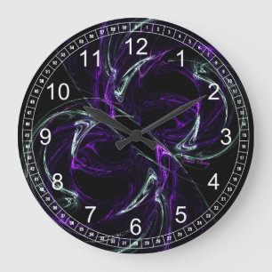 Möjligheter - kosmisk Amethystabstrakt WallClock Stor Klocka