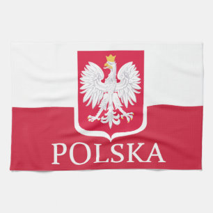 MoJo för Polska polsk flaggavapensköld kökshandduk