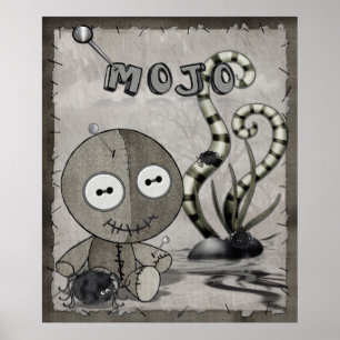 MOJO Gothic Voodoo Doll Folk Art Poster