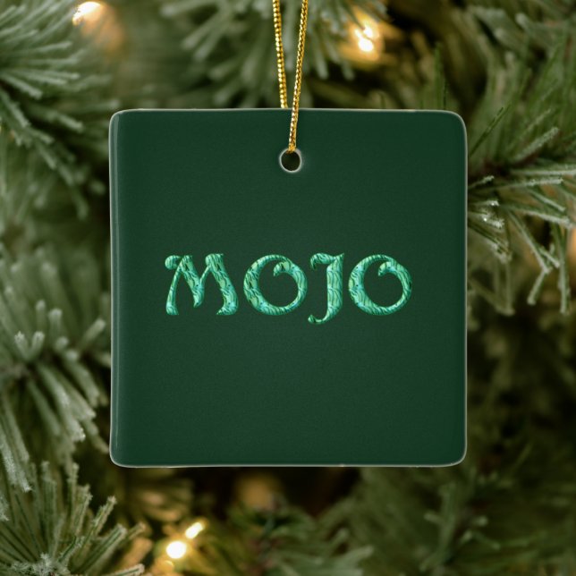 Mojo grönt hängande fyrkantig ornament (Träd)