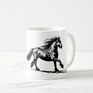 Mok met pentekening van Fries paard Kaffemugg