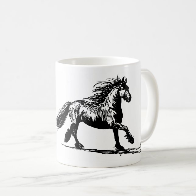Mok met pentekening van Fries paard Kaffemugg (Framsida höger)