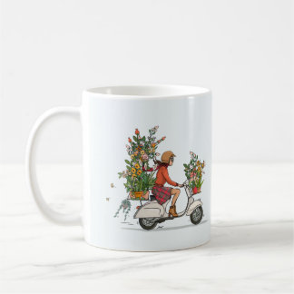 Mok met vespa scooter met kleurrijk meisje kaffemugg