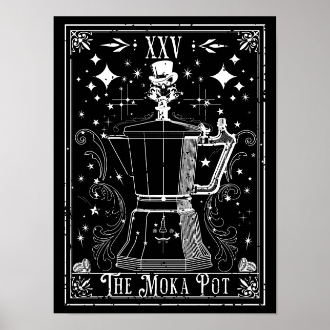Moka Pot Kaffe Tarotkort Poster (Framsidan)