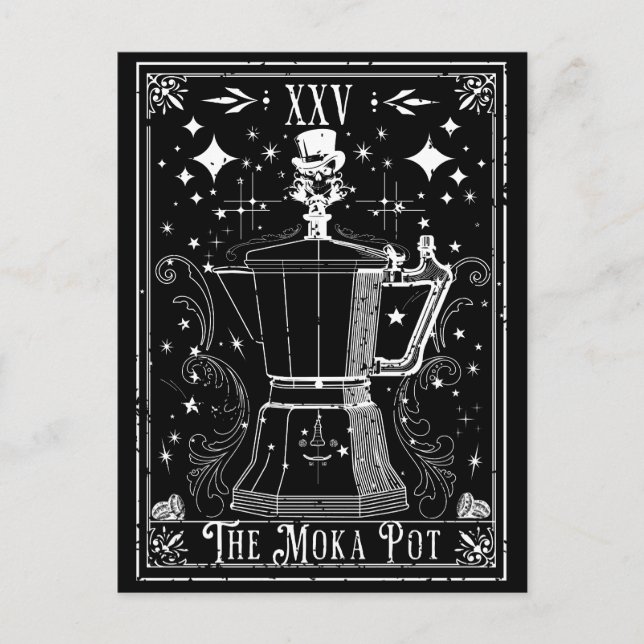Moka Pot Kaffe Tarotkort Vykort (Framsida)