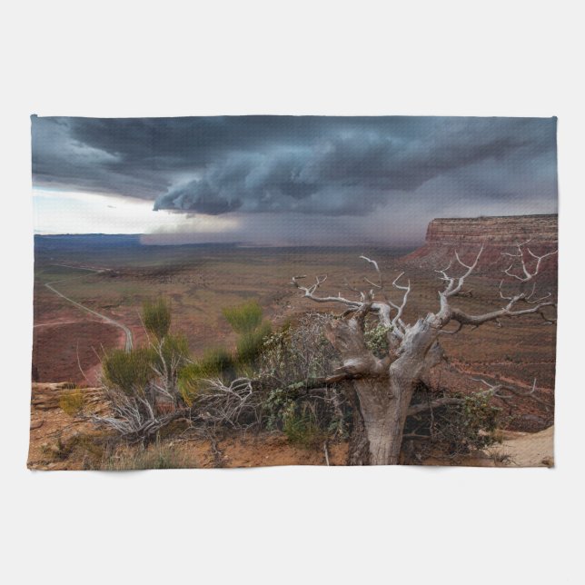 Moki Dugway Thunderstorm - sydliga Utah Kökshandduk (Horisontell)