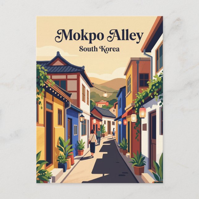 Mokpo historiska stadsdel Sydkorea Vykort (Framsida)