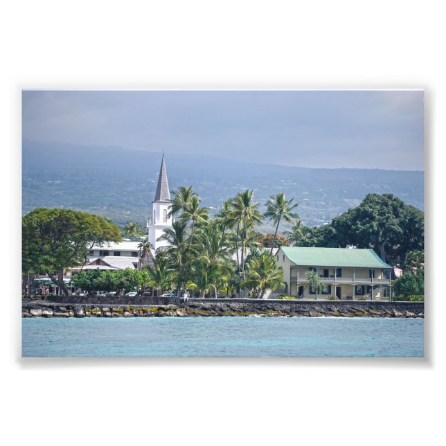 Mokuaikaua Church, Hulihee Palace, Kailua-Kona, HI Fototryck (Framsidan)