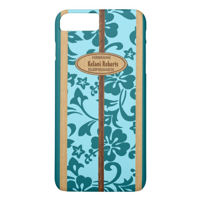 Mokuleia Hawaiian Faux Wood Monogram Surfboard Case-Mate iPhone Skal (Baksida)