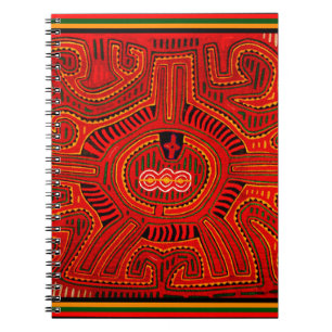 Mola-design av San Blas-indianer Anteckningsbok Med Spiral