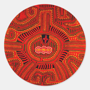 Mola-design av San Blas-indianer Runt Klistermärke