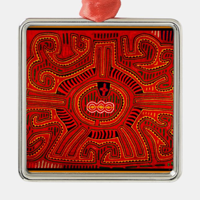 Mola Design av San Blas Indians Julgransprydnad Metall (Framsidan)