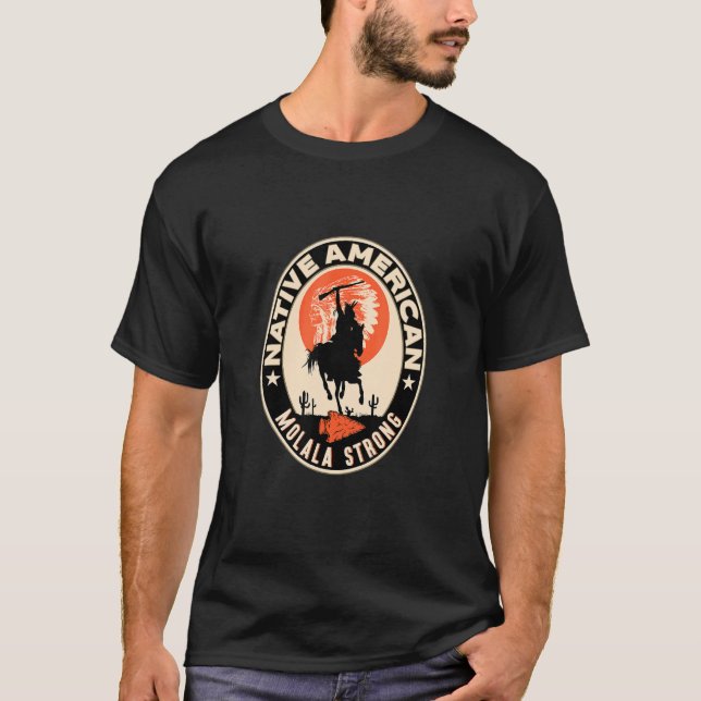 Molala Tribe Native Indian Strong Warrior T Shirt (Framsida)