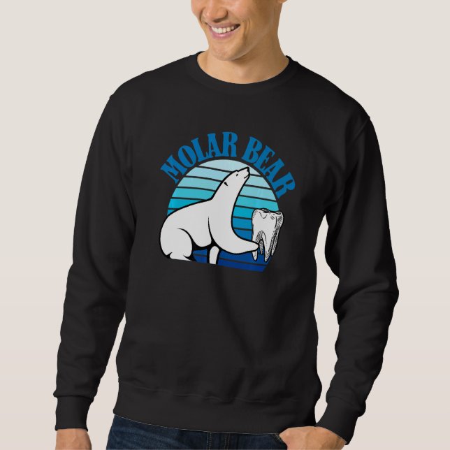 Molar Bear  Dental Polar Animal  Pun Kids Cute Lång Ärmad Tröja (Framsida)