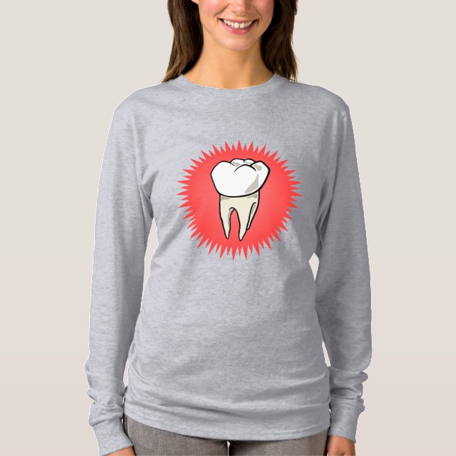 Molar Freshly Extraherad på en röd Starburst T Shirt (Framsida)