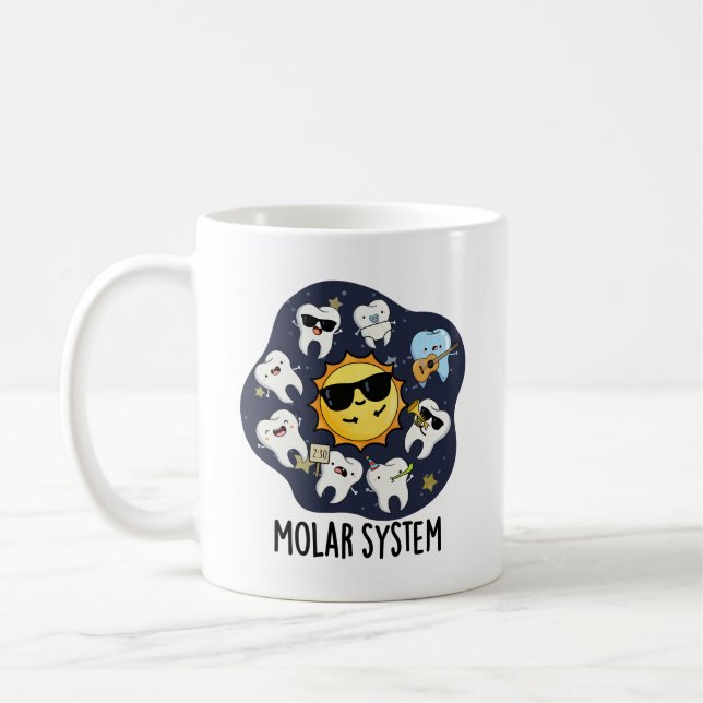 Molar System Funny Dental Astronomy Pun Kaffemugg (Vänster)