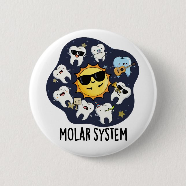 Molar System Funny Dental Astronomy Pun Knapp (Framsida)
