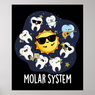 Molarsystem Rollig Tandläkar Astronomi Puns Mörk B Poster