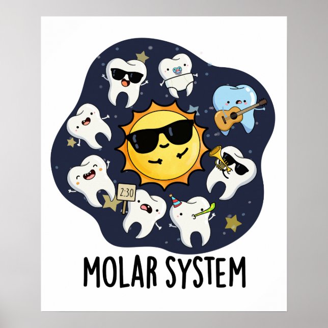 Molarsystem Rollig Tandläkar Astronomi Puns  Poster (Framsidan)