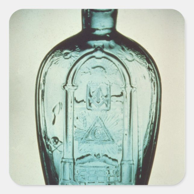 Mold-blåst masonic-kolv fyrkantigt klistermärke (Framsida)