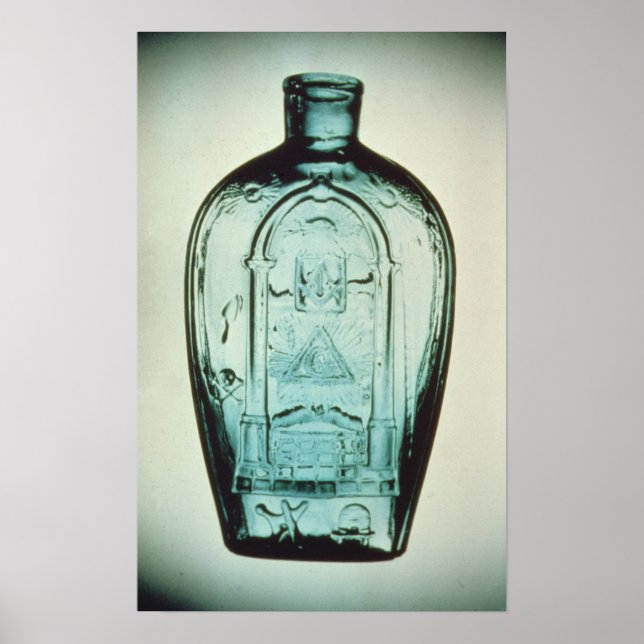 Mold-blåst masonic-kolv poster (Framsidan)