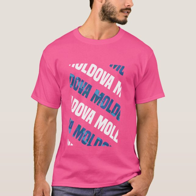 Moldavien Camo Mönster Blue Camouflage T Shirt (Framsida)